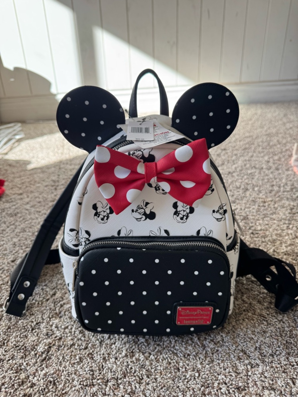 Loungefly Disney Park Minnie Mouse Polka Dot Mini Backpack - Black, White & Red